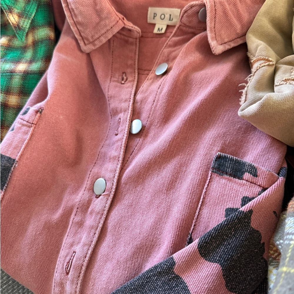 POL Mauve Button-Up Shirt with Silver Accents